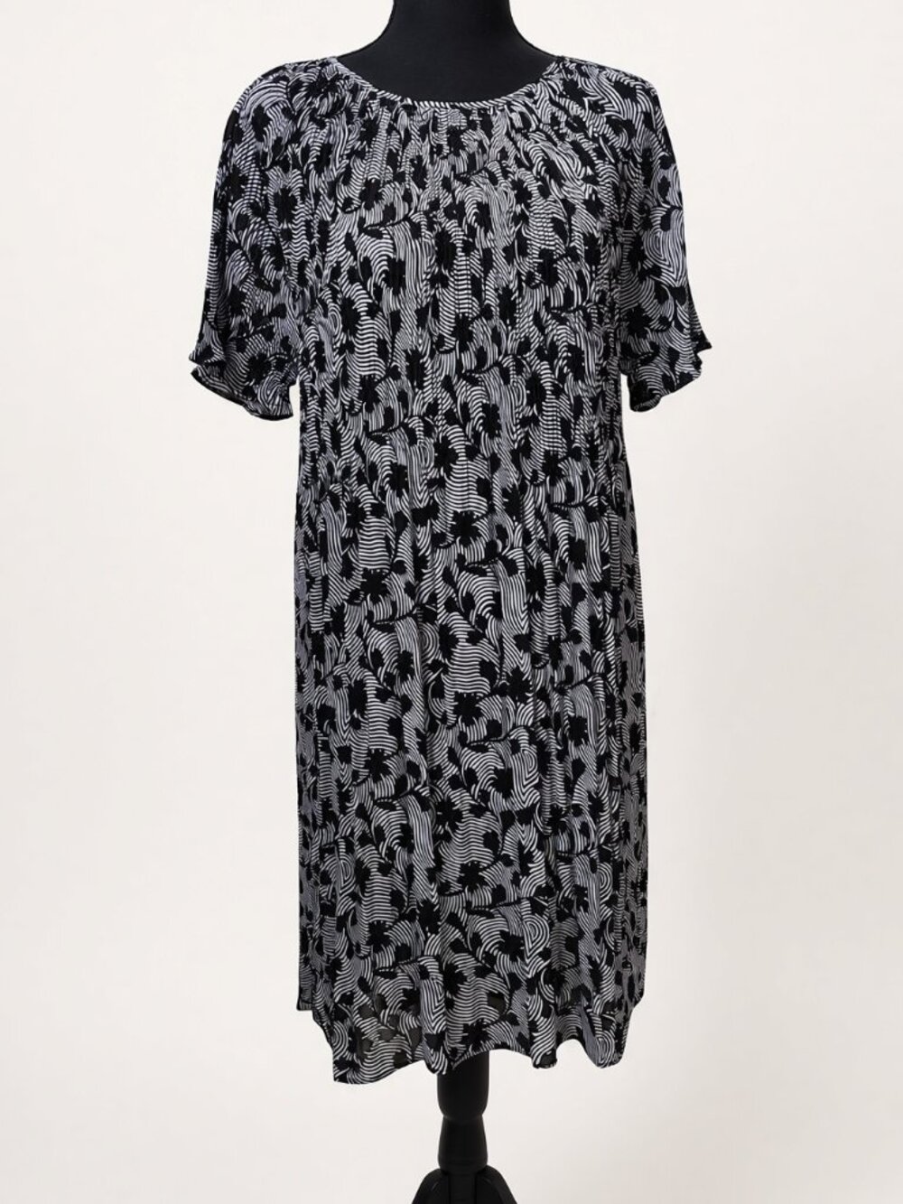 NWT MICHAEL Kors Black White Print Dress L